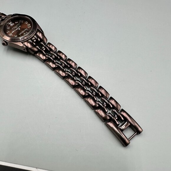 3/$30 Armitron Watch Women Metallic Brown Date Window Round Dial 8 Inch - Picture 5 of 16